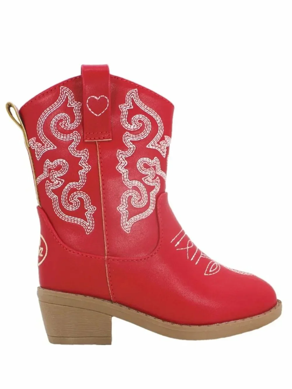 Big Girls Cowboy Boots Size 13 1 or 2 Faux Leather Bright Red